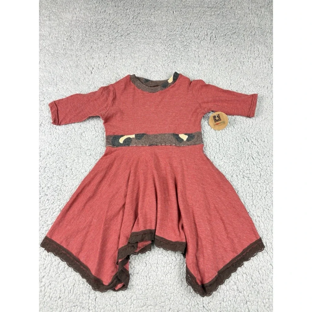 HM By SewLuvingIt Rustic Red Toddler Dress With Flowing Asymmetrical Hem‎ 2-3 T